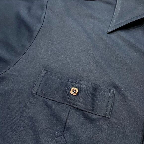 Unbranded Vintage 70s Casual Button Front Navy Polyester Shirt Men's Size Large - Picture 4 of 8